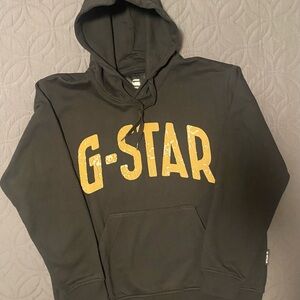 G-Star Men's Black and Gold Hoodie